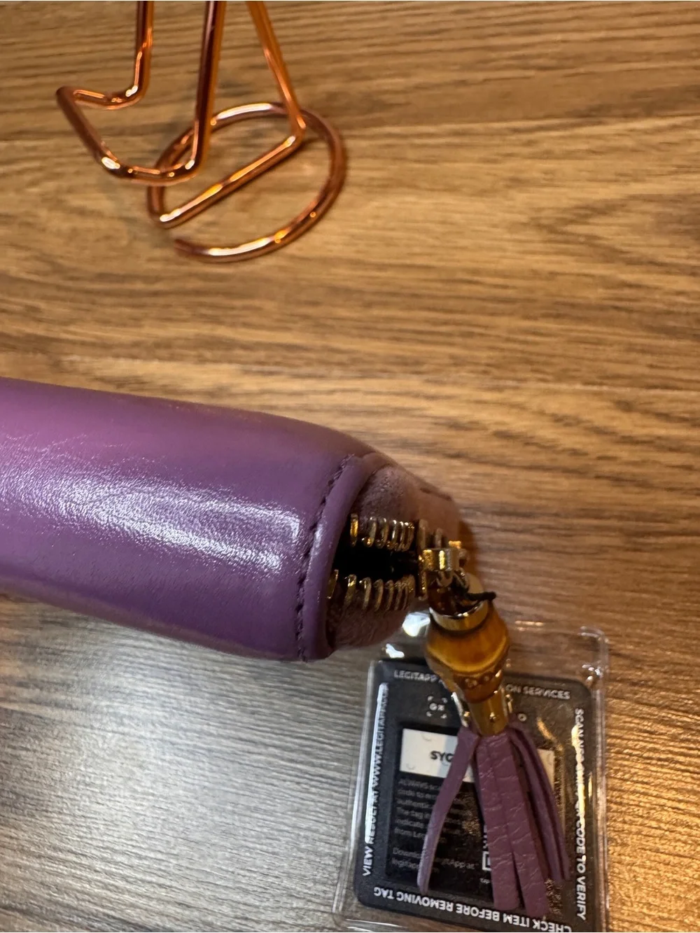 Gucci Leather Bamboo Tassel Zip Around Long Wallet Cert Of Auth Incl Rare Purple - Picture 5 of 15